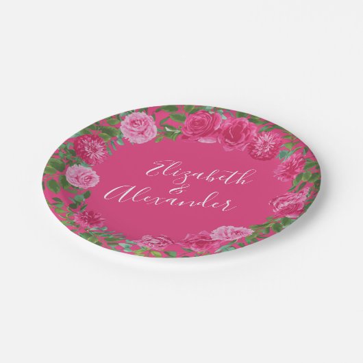 Hellrosa Blumenzehen Pappteller (Schrägansicht)