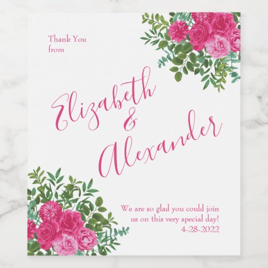 Hellrosa Blumenzehen Weinetikett (Einzelnes Label)