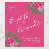 Hellrosa Blumenzehen Weinetikett (Einzelnes Label)