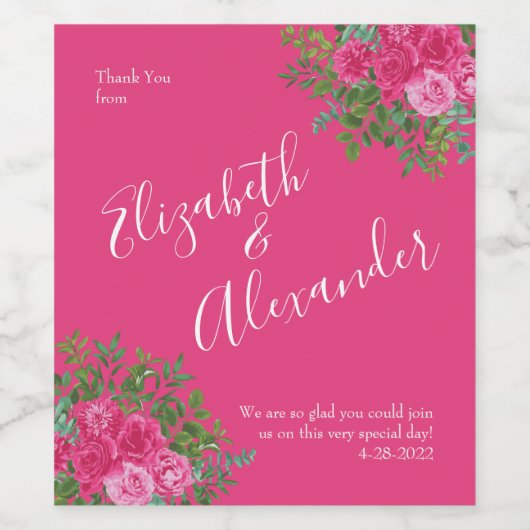 Hellrosa Blumenzehen Weinetikett (Einzelnes Label)