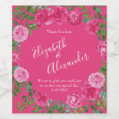 Hellrosa Blumenzehen Weinetikett (Einzelnes Label)