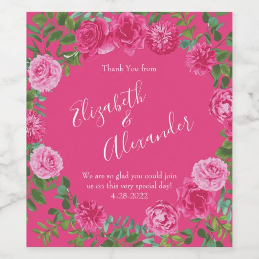 Hellrosa Blumenzehen Weinetikett (Einzelnes Label)