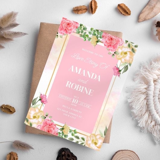 Hellrosa Blumenzwiebeleinladung Einladung