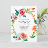 Hellrosa Blush Blumenreath Christliche Hochzeit Einladung (Stehend Vorderseite)