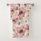 Hellrosa Blüten Handtuch Chic Benutzername Badezim Badhandtuch Set (Insitu)