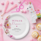 Hellrosa Blütenblätter und Bräute der Prosecco Pappteller (Party)