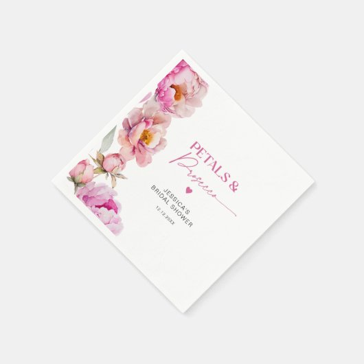 Hellrosa Blütenblätter und Bräute der Prosecco Serviette (Ecke)