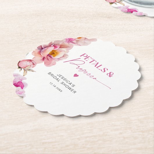 Hellrosa Blütenblätter und Bräute der Prosecco Untersetzer (angewinkelt)