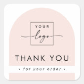 Hellrosa Bogen Business danke Quadratischer Aufkleber (Vorderseite)