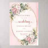 Hellrosa Boho-Roségold-Blumen-Hochzeit Poster (Vorne)