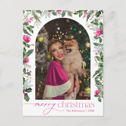 Hellrosa Botanischer Botanischer Bogen 1 Foto Froh Postkarte (Vorderseite)