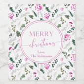 Hellrosa Botanischer Weihnachtsfeiertag Weinetikett (Einzelnes Label)