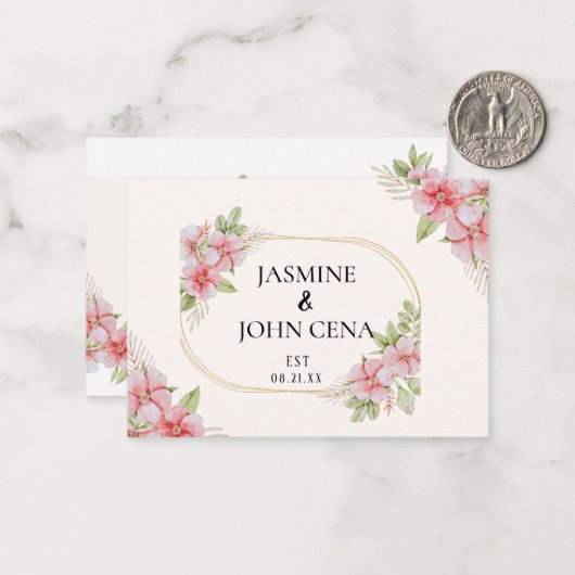 Hellrosa Braun Elegante Rustikale Hochzeit Mitteilungskarte (Vorderseite/Rückseite Beispiel)