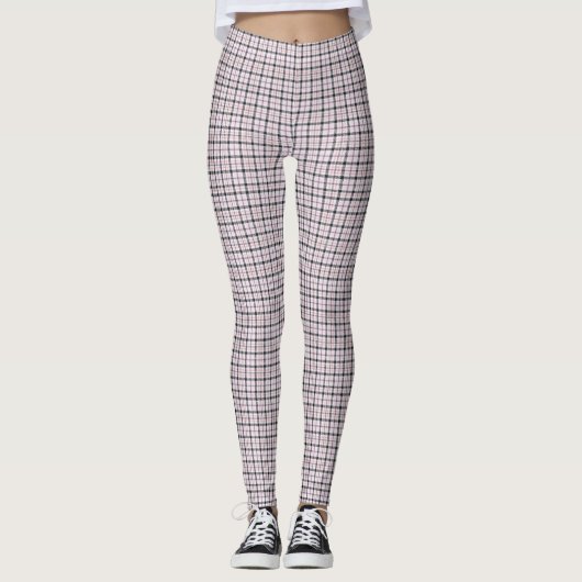 Hellrosa/braun Karierte Leggings für Frauen (Vorderseite)