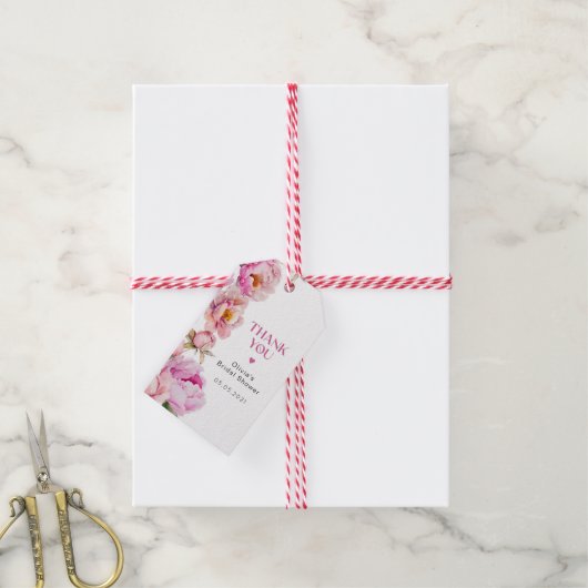 Hellrosa Brautparty danke Geschenkanhänger (Mit Garn)