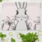 Hellrosa Bunny Floral Osterfest Geschirrtuch (Gefaltet)