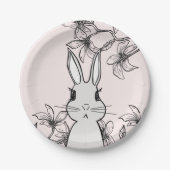 Hellrosa Bunny Floral Osterfest Pappteller (Vorderseite)