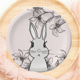 Hellrosa Bunny Floral Osterfest Pappteller