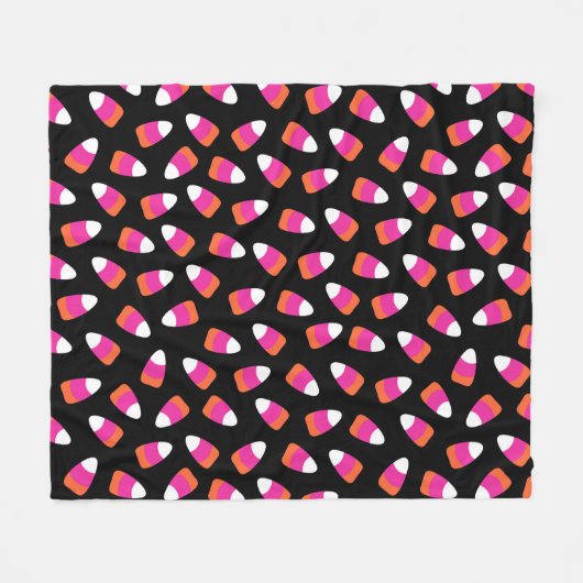 Hellrosa Candy Corn Muster Girl Halloween Fleecedecke (Vorderseite (Horizontal))