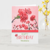 Hellrosa Carnation Garden Geburtstag Karte (Gelbe Blume)