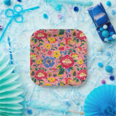 Hellrosa Chinoiserie-Blumenmuster Pappteller (Party)