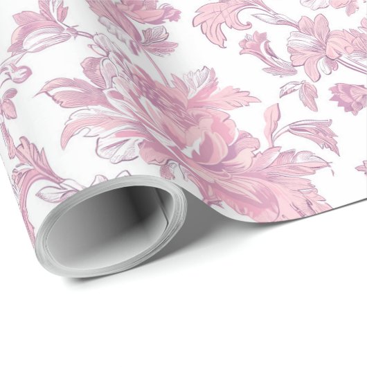 Hellrosa Chinoiserie-Decoupage Geschenkpapier (Rolleneckpunkt)