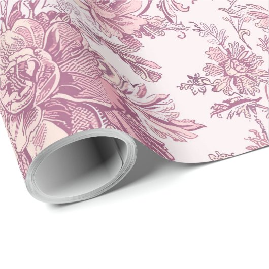 Hellrosa Chinoiserie-Decoupage Geschenkpapier (Rolleneckpunkt)