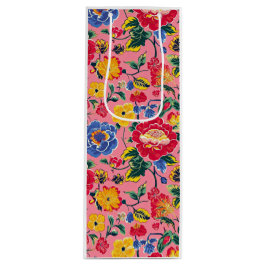 Hellrosa Chinoiserie Floral Geschenktüte Für Weinflaschen