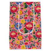 Hellrosa Chinoiserie Floral Mittlere Geschenktüte (Rückseite)