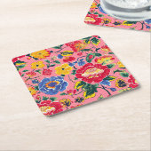 Hellrosa Chinoiserie Floral Rechteckiger Pappuntersetzer (angewinkelt)