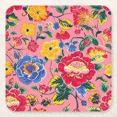 Hellrosa Chinoiserie Floral Rechteckiger Pappuntersetzer (Vorderseite)