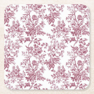Hellrosa Chinoiserie-Reben-Toile-Gartenparty-Papie Rechteckiger Pappuntersetzer
