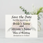 Hellrosa Chrysanthemen Save The Date (Stehend Vorderseite)