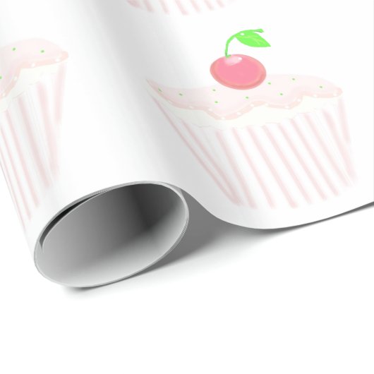 Hellrosa Cupcake oben mit Cherry Geschenkpapier (Rolleneckpunkt)