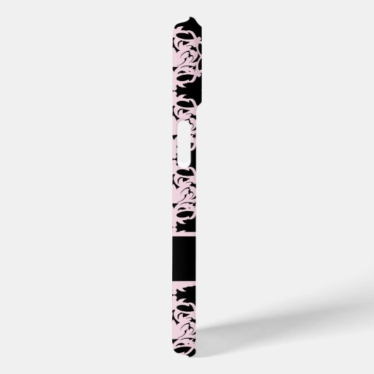 Hellrosa Damaske auf schwarz Case-Mate iPhone Hülle (Rückseite / Rechts)