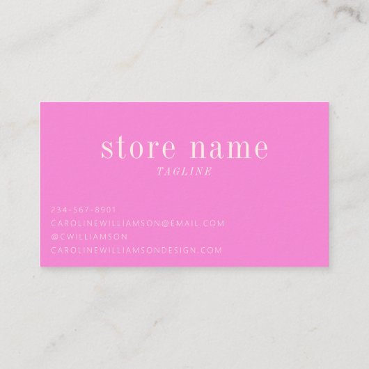 Hellrosa Dankeschön Boutique Packing Visitenkarte (Rückseite)