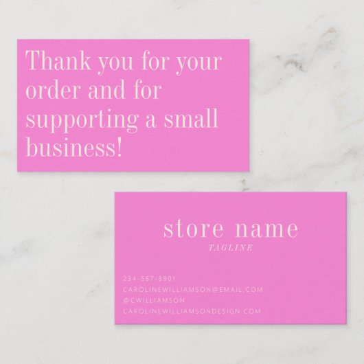 Hellrosa Dankeschön Boutique Packing Visitenkarte (Vorne/Hinten)