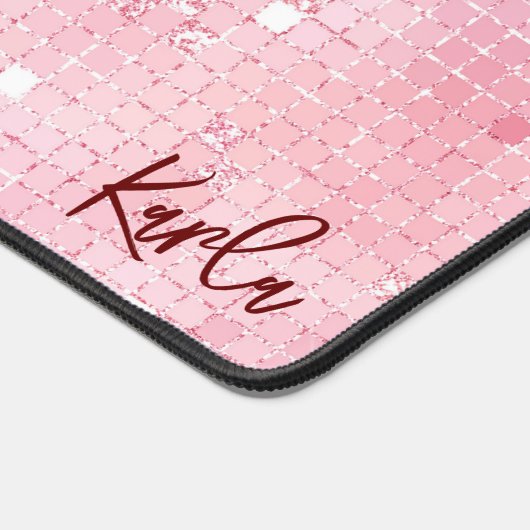 Hellrosa Diskothek - Glitzer | Zollmonogramm Schreibtischunterlage (Ecke)