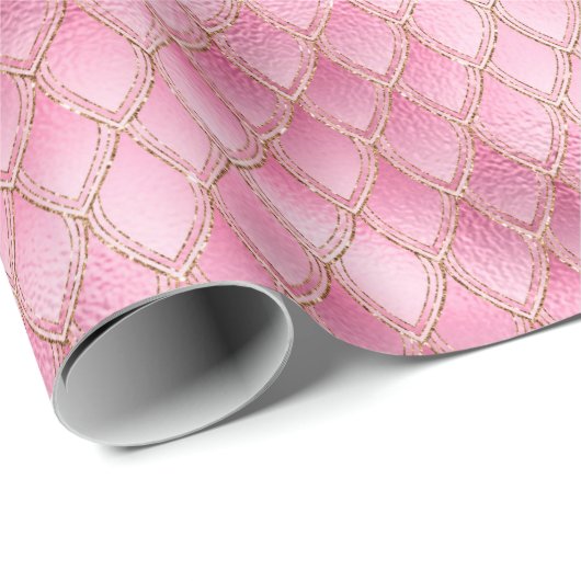 Hellrosa Drachenskala Geschenkpapier (Rolleneckpunkt)