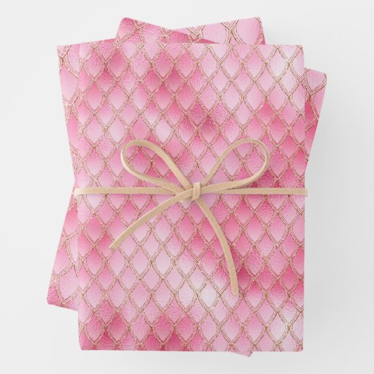 Hellrosa Drachenskala Geschenkpapier Set (Beispiel)