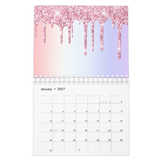 Hellrosa Drilling Unicorn Rainbow Pastel Shades Kalender (Jan 2027)