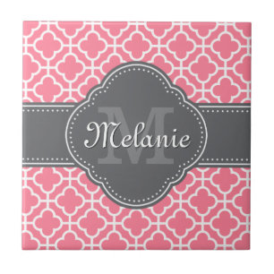 Hellrosa, dunkelgraues marokkanisches Muster Fliese