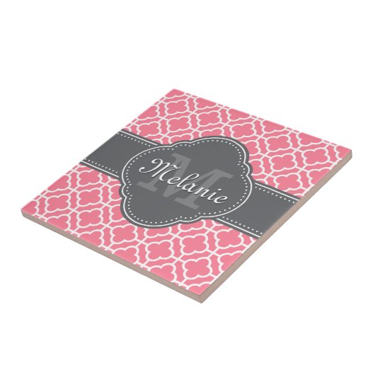 Hellrosa, dunkelgraues marokkanisches Muster Fliese (Seite)