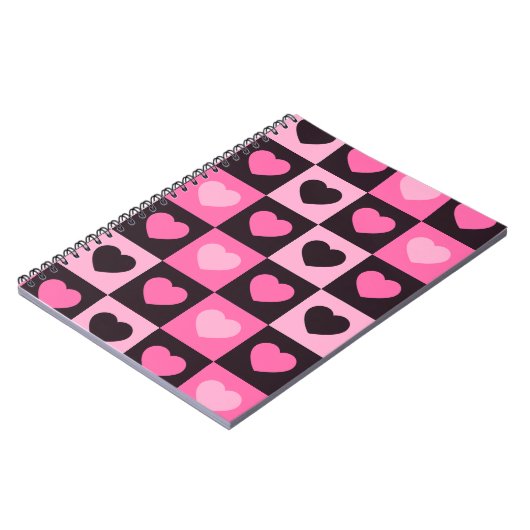 Hellrosa dunkelrosa, dunkelbordeauxfarben Schachte Notizblock (Linke Seite)