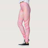Hellrosa Dunkelrosa und goldfarbener Glitzer Muste Leggings (Links)