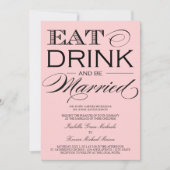Hellrosa Eat, Getränk| Einladung zur Hochzeit (Vorderseite)