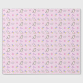 Hellrosa Einhorn-Geburtstag Geschenkpapier (Flach)