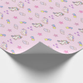Hellrosa Einhorn-Geburtstag Geschenkpapier (Ecke)