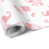 Hellrosa Elefanten und rosa Blume - Geschenkwrap Geschenkpapier (Rolleneckpunkt)