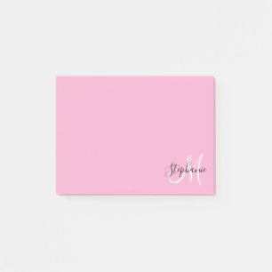 Hellrosa elegante Schwarz-Weiß-Monogramm Post-it Klebezettel